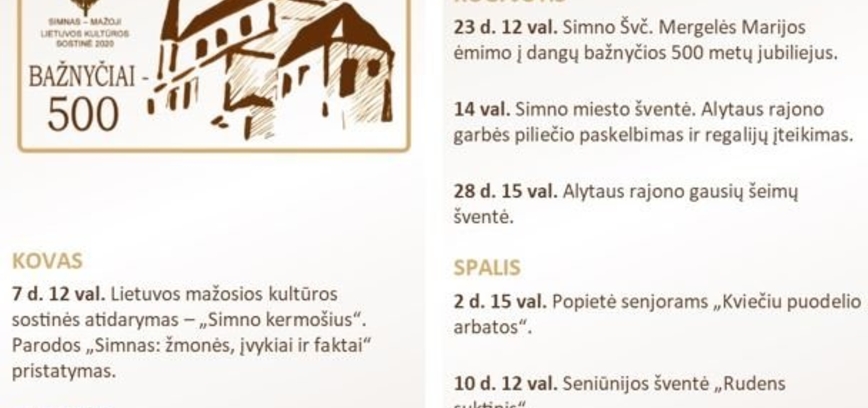 Simnas – 2020 metų mažoji Lietuvos kultūros sostinė