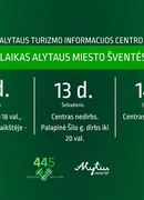 Alytaus TIC darbo laikas Alytaus miesto šventės metu