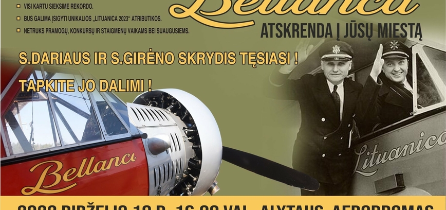 Legendinė "Bellanca" atskrenda į Alytų