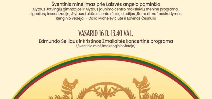 Vasario 16-osios renginių programa