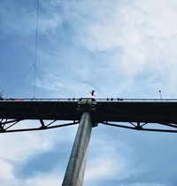 Jumping with a rope from the White Rose Bridge in Alytus!