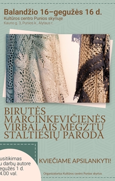 Birutės Marcinkevičienės virbalais megztų staltiesių paroda
