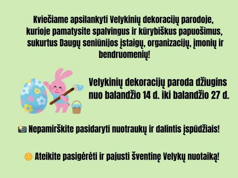 Velykinių dekoracijų paroda Daugų miesto parke