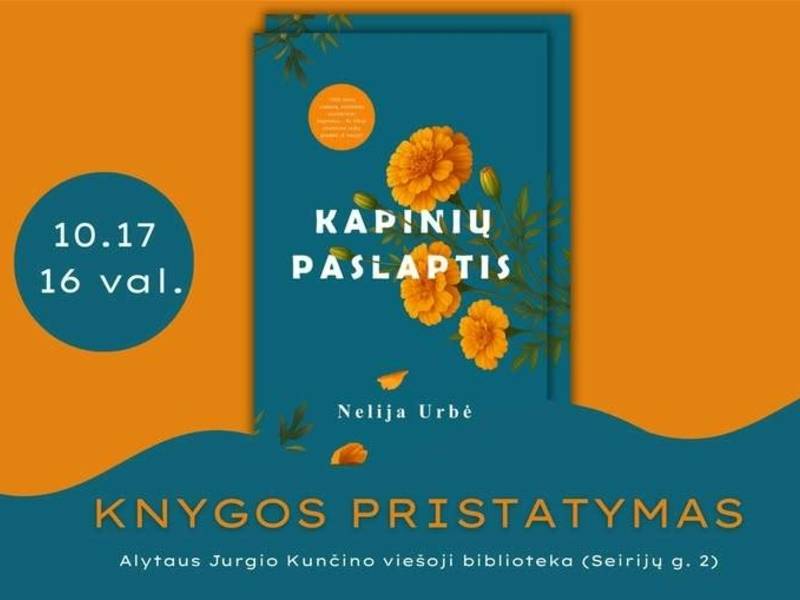 Nelijos Urbės romano „Kapinių paslaptis“ pristatymas