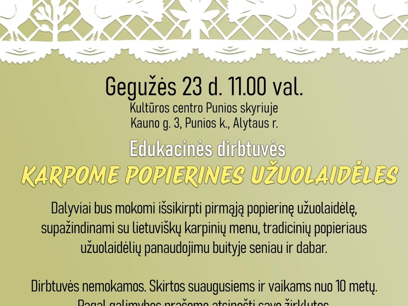 Karpome popierines užuolaidėles