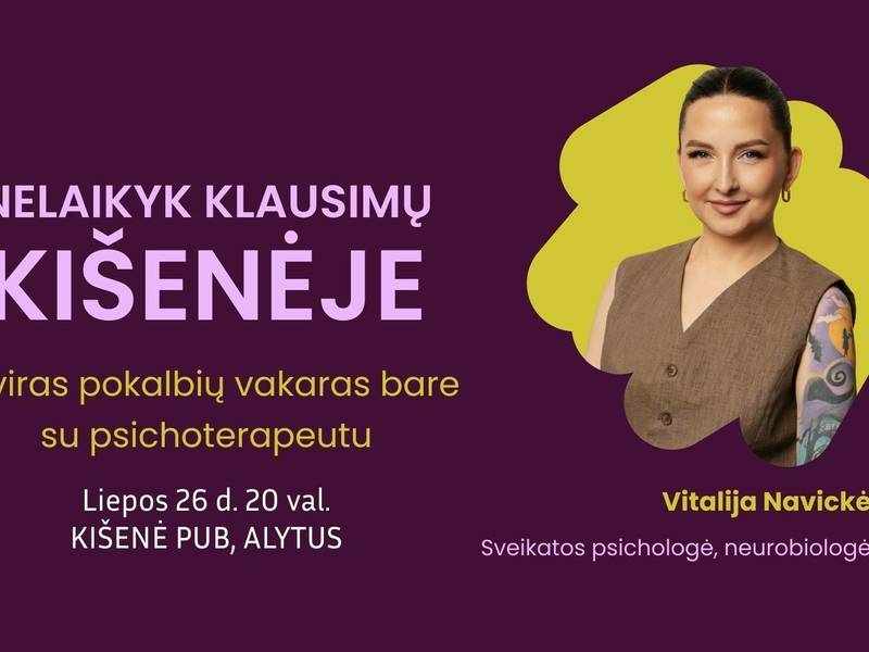 Nelaiktyk klausimų kišenėje. Atviras poklabių vakaras bare su psichoterapiautu