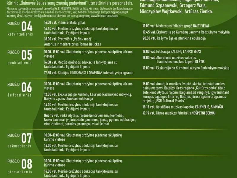 Tarpvalstybiniame plenere Kurnėnuose kultūros paveldas atgis medžio drožėjų rankose.
