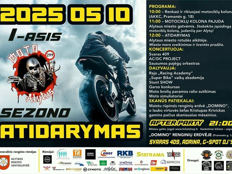 Gegužės 10 d. Alytuje - 1-asis moto sezono atidarymas!