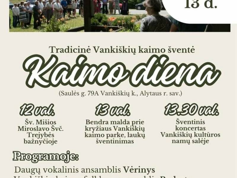 Kviečia tradicinė Vankiškių kaimo šventė „Kaimo diena“