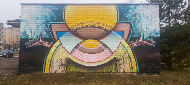 Ściana garażu przy ul. Statybininkų