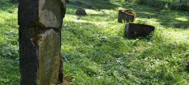 Część starego cmentarza żydowskiego w miasteczku Niemonajcie